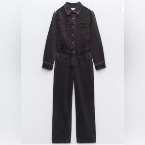 Zara Black Denim Jumpsuit